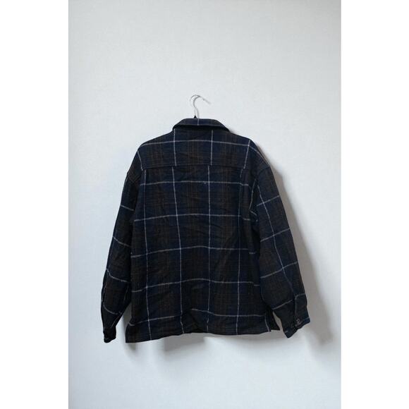 Aberdeen Collection Plaid Zip-Up Shirt Jacket – Brown & Navy – Size L - Picture 3 of 4